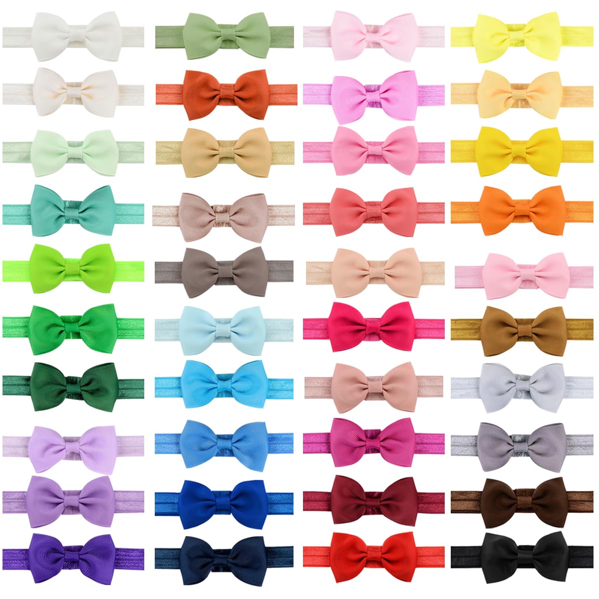 WillingTee 40 Colors Baby Girls Headbands Tiny Bows 2.75 Grosgrain Ribbon Hair Bow Hair Band Hair Accessories for Baby Girls Infants Toddlers Kids Newborns