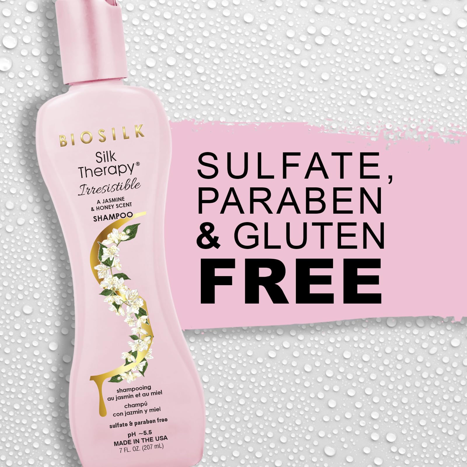 BioSilk Irresistible Collection Silk Therapy Shampoo, Cleanses & Removes Buildup, Jasmine & Honey Scent, Sulfate, Paraben, & Cruelty-Free, 7 Oz