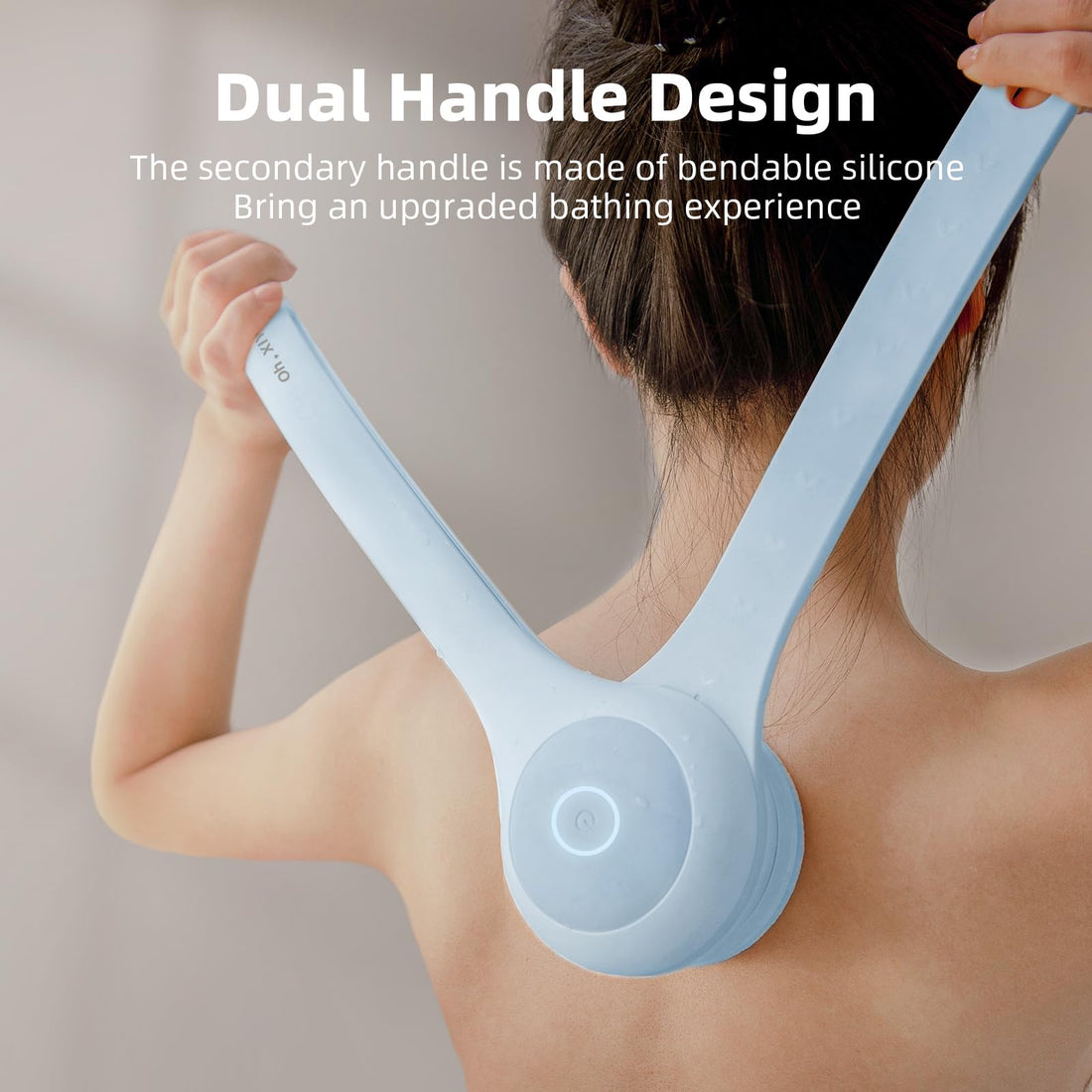 Oh,XIYU. Electric Body Brush Back Scrubber for Shower, Waterproof Long Dual Handle Power Body Scrubber with 3 Heads, Rechargeable Bath Brush & 2 Speeds, for Cleansing, Exfoliating and Massaging Skin