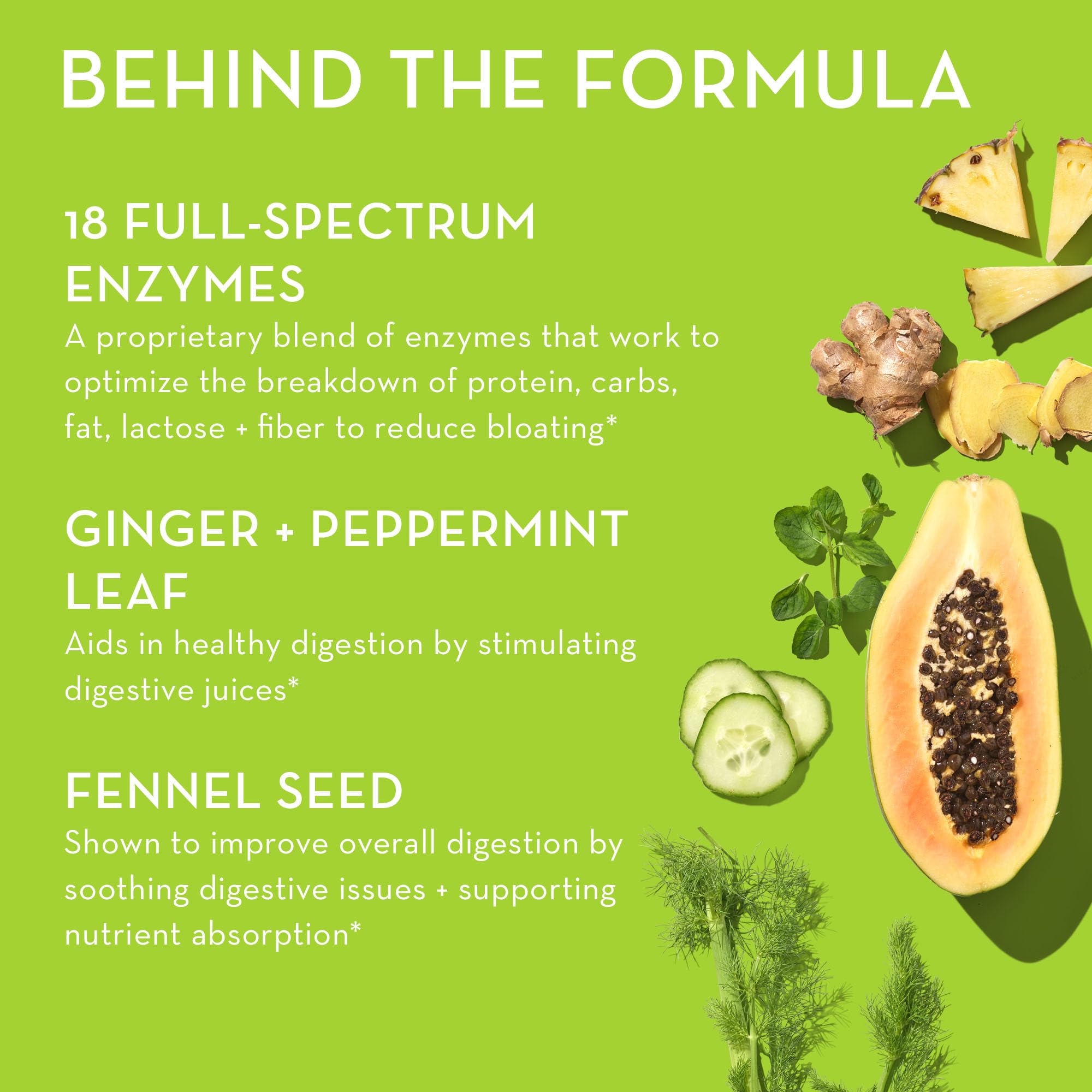 HUM Flatter Me Extra Strength Digestive Enzymes - Fast-Acting Bloat Relief for Digestive Health & Debloating Multi Enzyme, Vegan, 60 Servings