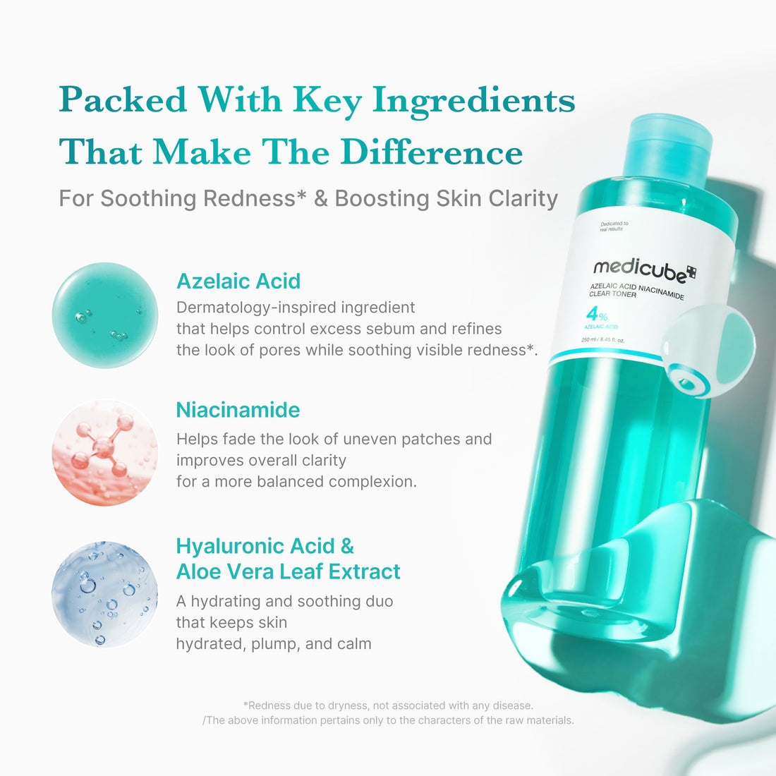 medicube Azelaic Acid Niacinamide Clarifying Toner | Troubled Skin Care, Ideal for Purifying & Calming | 4% Azelaic Acid & 2% Niacinamide| Soothing Daily Toner | Korean Skin Care | 8.45 fl.oz