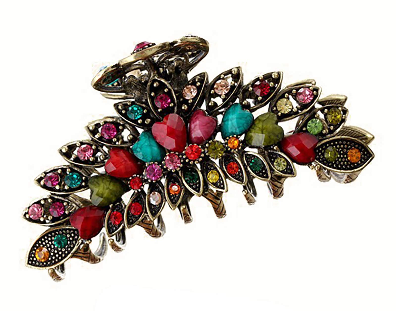 Women Lady Retro Flowers Hair Claw Clip Vintage Alloy Rhinestone Non-Slip Hair Jaw Clips Hairpin Large Hair Updo Grip Bath Accessories for Thick Hair Fancy Hair Clamp (Colourful)