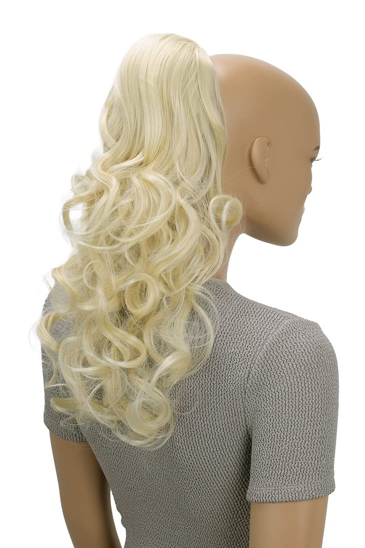 PRTTYSHOP Hair Piece Pony Tail Extension Draw String Voluminous Curly Heat-Resisting 22 platinum blonde # 613A PH25