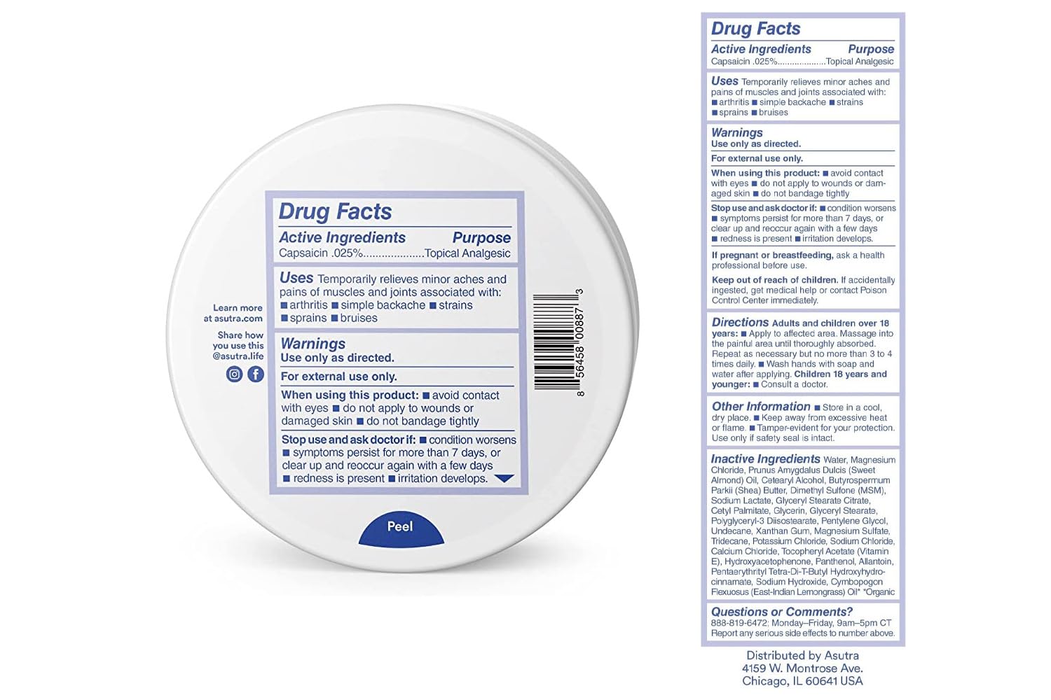 ASUTRA Magnesium Body Butter Lotion with Capsaicin, 7 oz - Warming Sensation, Temporary Relief from Muscle Discomfort and Soreness, Shea Butter & Almond Oil Moisturizer, Premium-Quality Magnesium