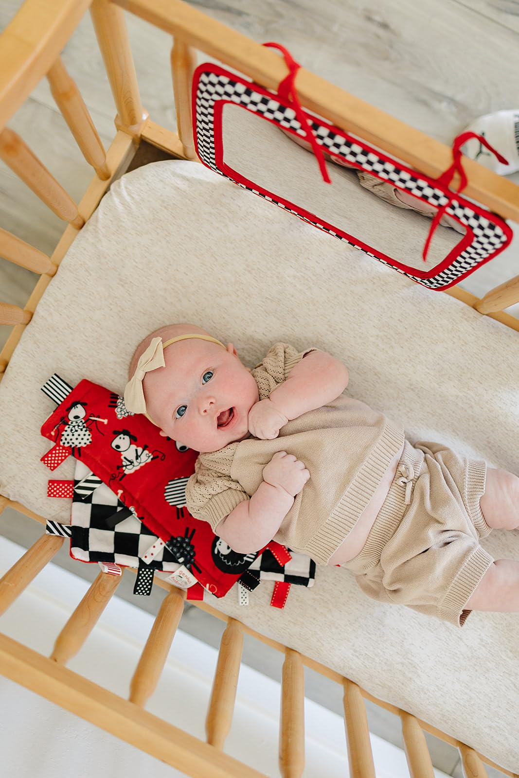 Genius Baby Toys Reversible Crib Mirror With High Contrast Colors - Easy to Attach, Lightweight and Portable - Great for Tummy Time