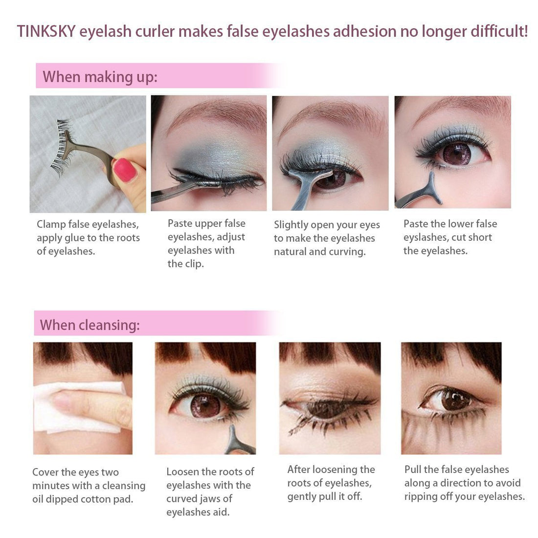 Tinksky Professional False Eyelashes Extension Applicator Remover Clip Tweezers Nipper (Silver)