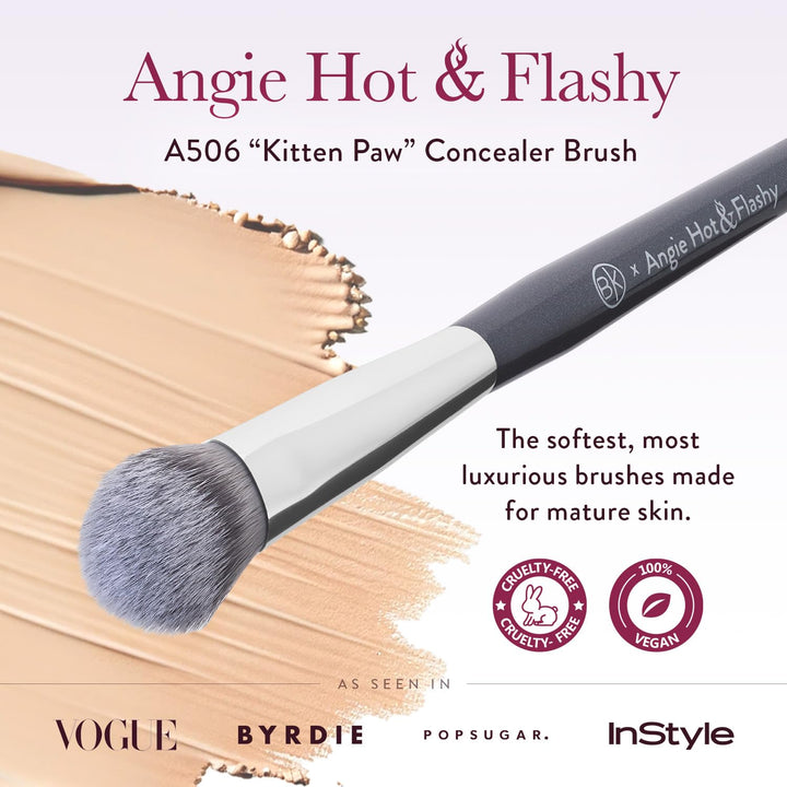 BK BEAUTY BRUSHES - ANGIE HOT & FLASHY A506 CONCEALER - Viral Kitten Paw Face Brush - Under-Eye Concealing and Contouring - Makeup Brushes