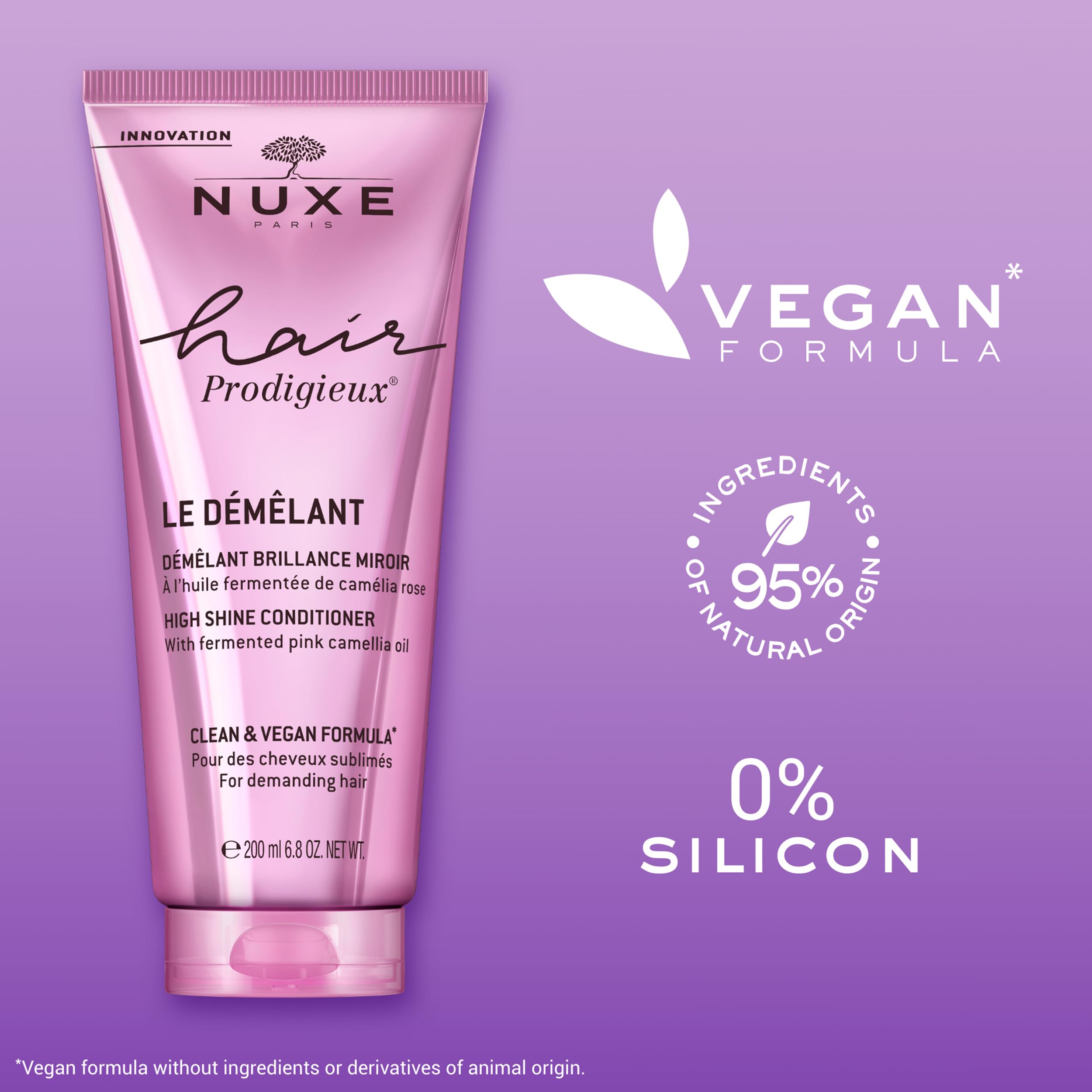 Nuxe Hair Prodigieux High Shine Conditioner. Nourishing Detangler to Intensify Hair Shine & Smoothness. For Soft, Shiny Hair. Silicon Free, 6.8 oz