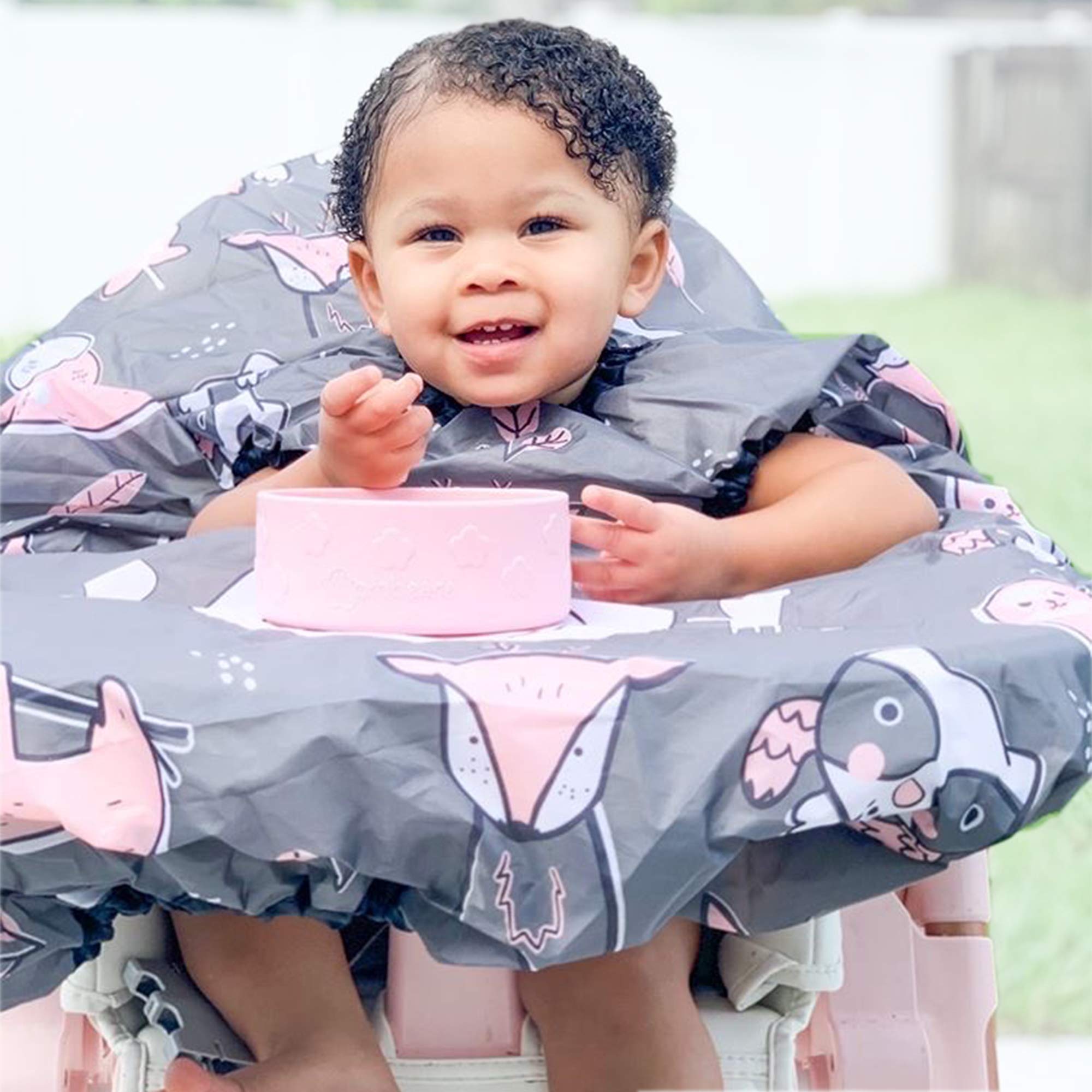 grabease Allover Waterproof Bib for Self-Feeding Infants and Toddlers, Machine Washable, Ages 6-24 Months, Gray - Baby Led Weaning Supplies