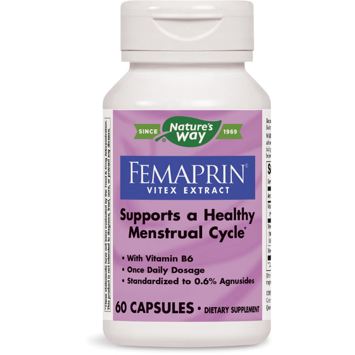 Nature's Way Femaprin, Vitex Extract, Menstrual Cycle Support* Alleviate Occasional Menstrual Discomfort*, Vitamin B6, 60 Capsules