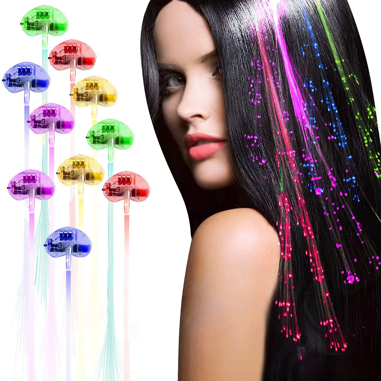 Acooe 12 Pack flashing led light up toys Optics led hair lights, flashing led Light Up Toys, Barrettes for Party, Bar Dancing Hairpin, light up hair accessories(12pcs)