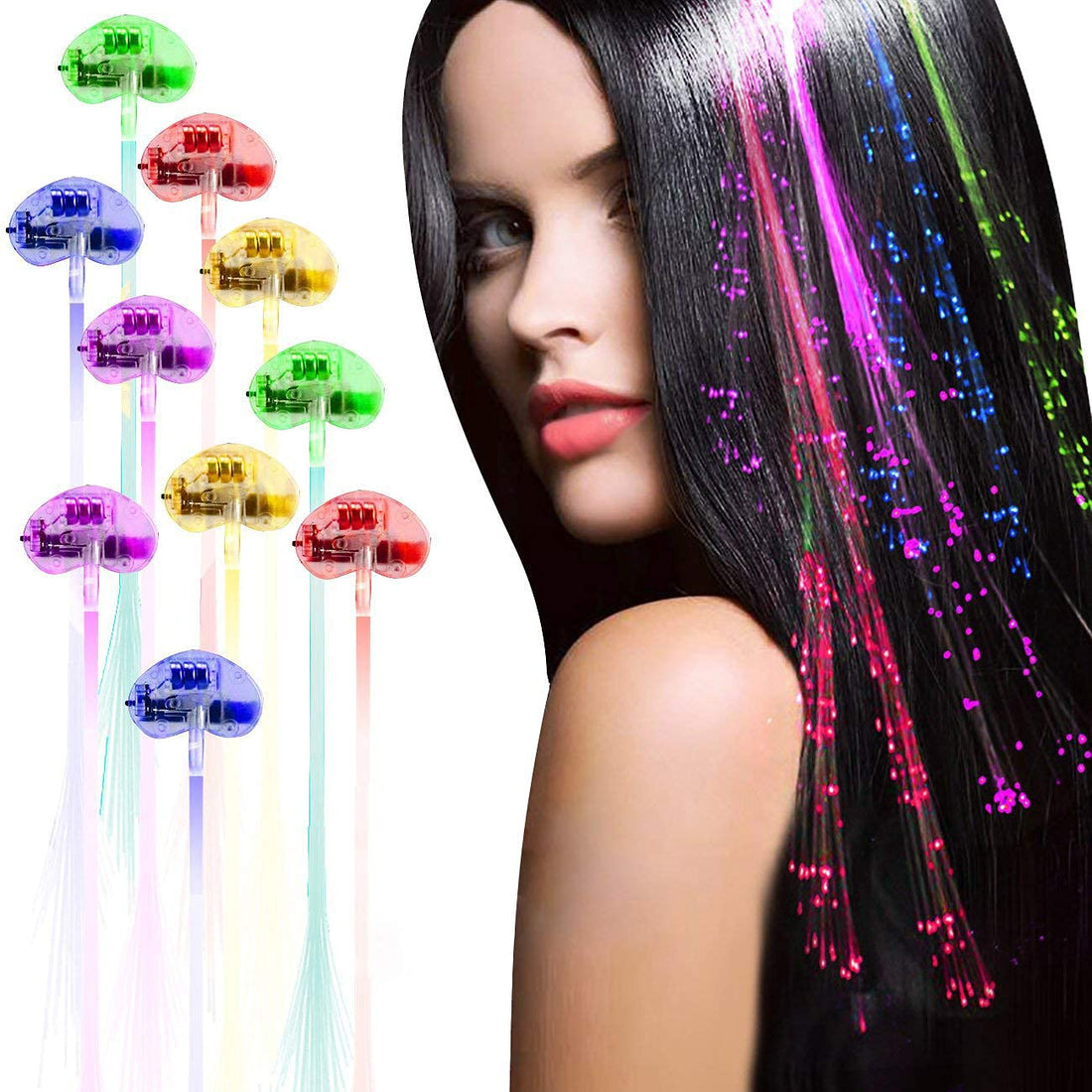 Acooe 12 Pack flashing led light up toys Optics led hair lights, flashing led Light Up Toys, Barrettes for Party, Bar Dancing Hairpin, light up hair accessories(12pcs)