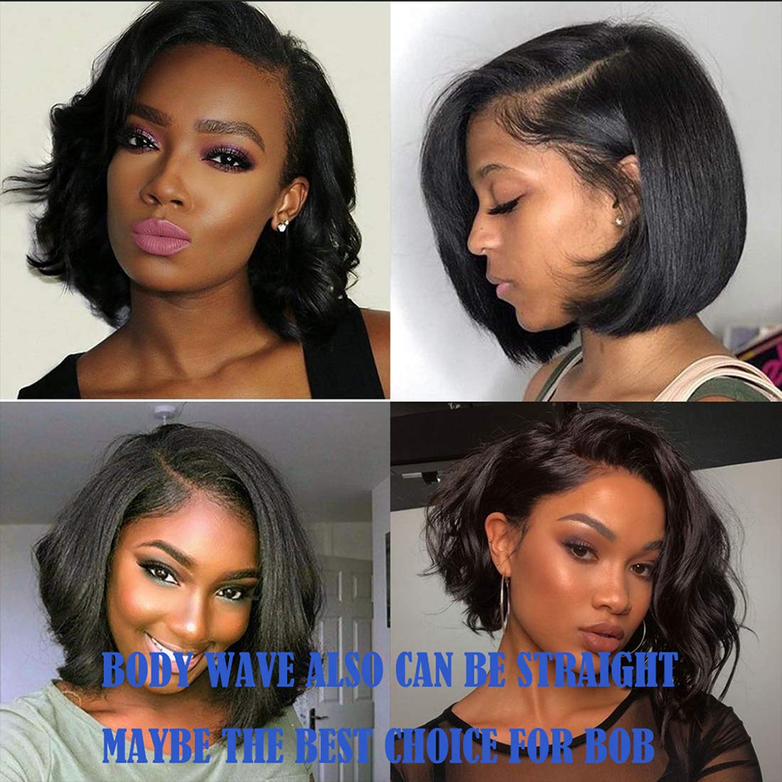 Luxnovolex Brazilian Hair Bundles Body Wave Unprocessed 100% Human Hair Bundles Brazilian Virgin Short Human Hair Extensions 300g (8 10 12)