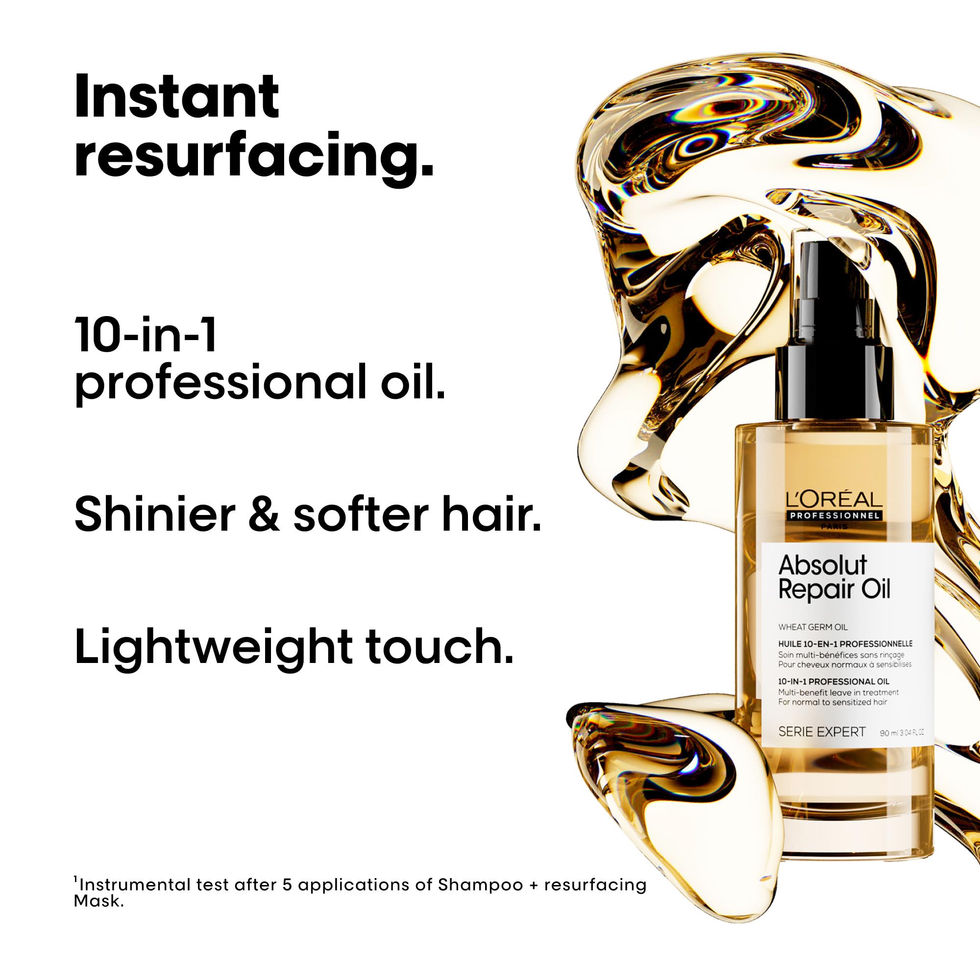 L'Oréal Professionnel Absolut Repair 10-in-1 Oil - Multi-Benefit Oil For Dry & Damaged Hair, Repairs Hair and Provides Shine With Quinoa and Proteins