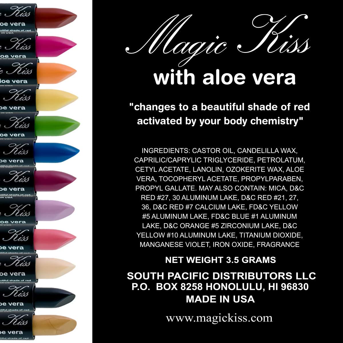 Magic Kiss Magic Kiss Lipstick Set Aloe Vera Color Changing Green 12PK MADE IN USA â‚¬