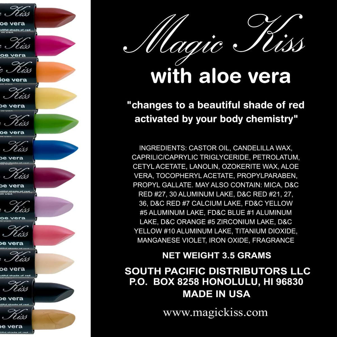 Magic Kiss Magic Kiss Lipstick Set Aloe Vera Color Changing Green 12PK MADE IN USA â‚¬
