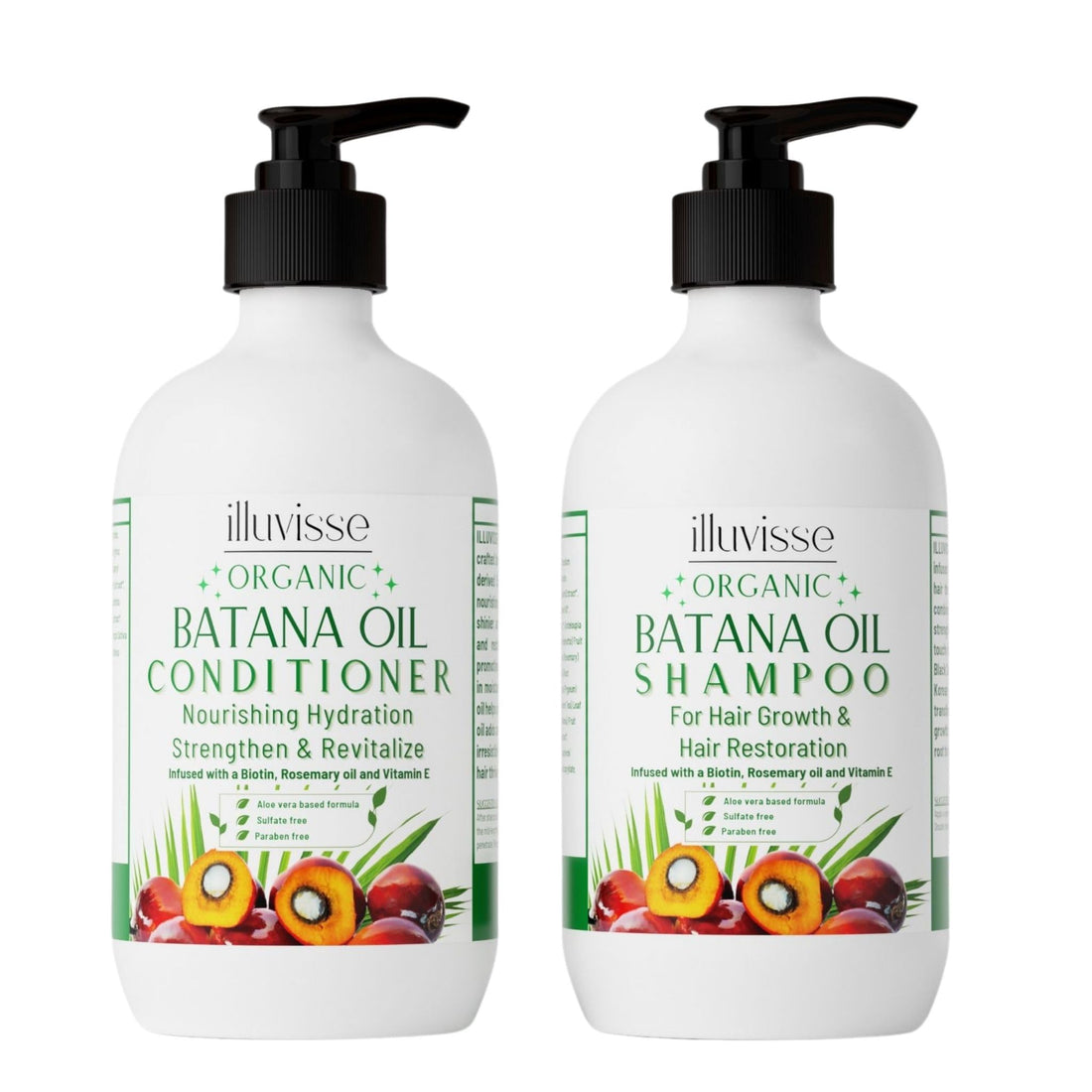 ILLUVISSE Batana Oil Shampoo and Conditioner Set - Organic Batana & Rosemary Oil for Hair Growth & Restoration - Thickening Formula with Organic Ingredients - For Women & Men