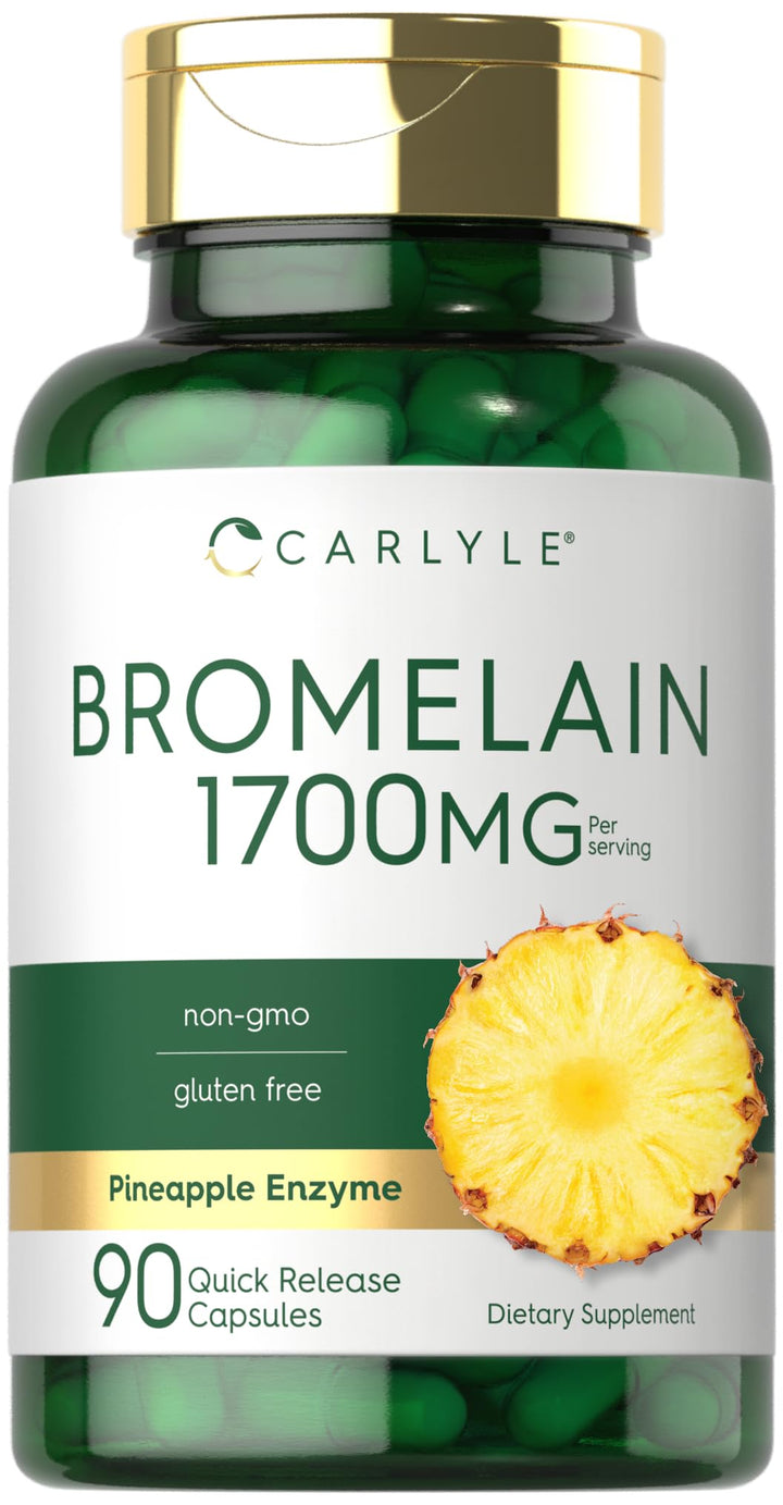 Carlyle Bromelain 1700 mg | 90 Capsules | Pineapple Enzyme Supplement | Non-GMO and Gluten Free