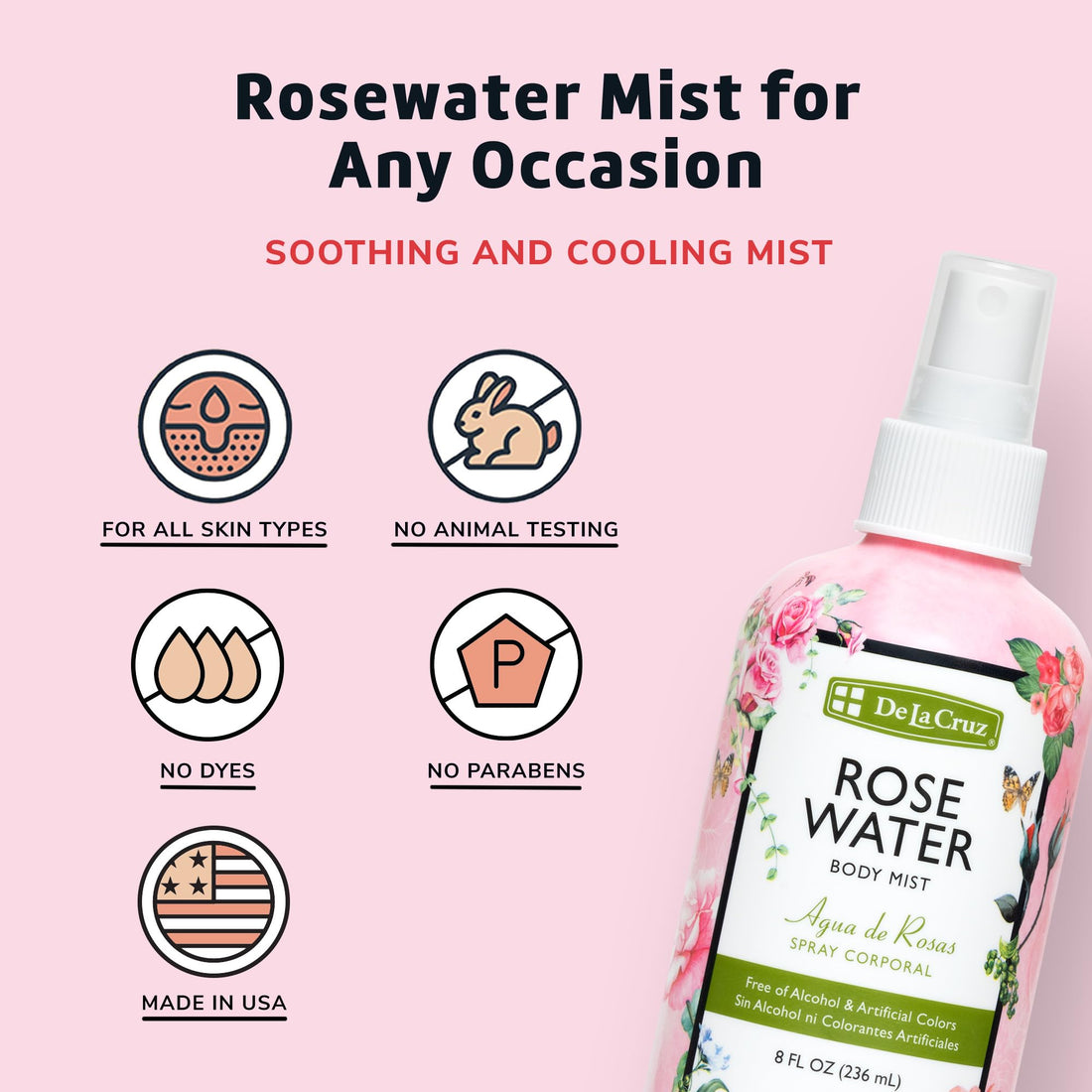 De La Cruz Rose Water Spray by De La Cruz