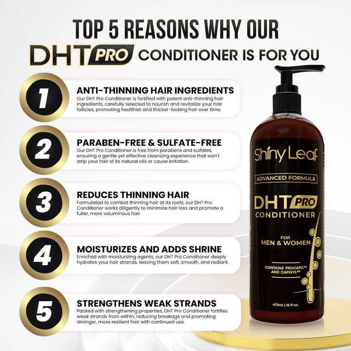 Shiny Leaf DHT Pro Conditioner - Advanced Formula with Procapil and Capixyl, DHT Blockers and Natural Extracts, Hair Loss Conditioner For Women And Men, 16 Fl. Oz