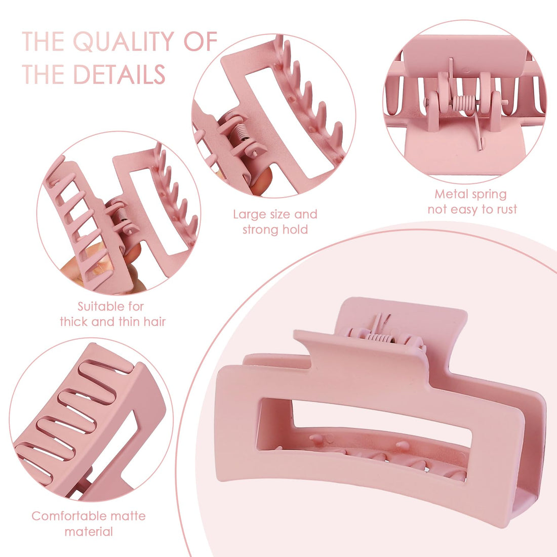 12 Pcs Hair Claw Clips 3.5 Inch Non-slip Square Matte Claws for Women, Strong Hold Banana Clip for Thick Thin Hair,Multi-color