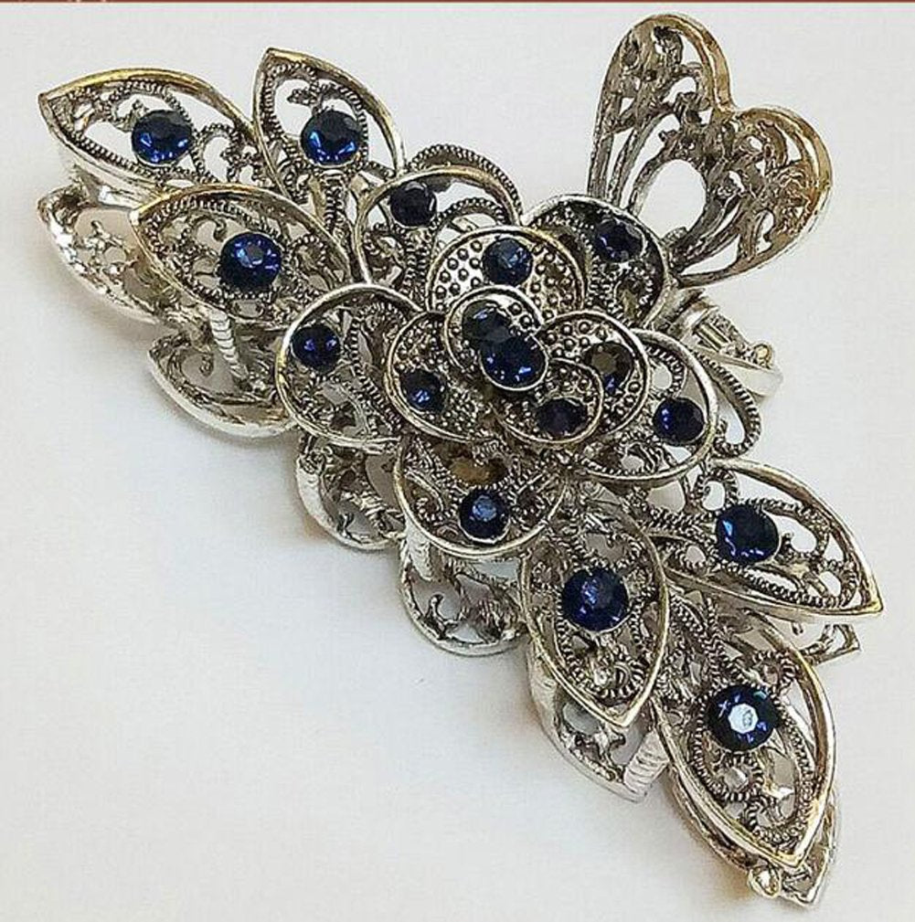 Suoirblss Women Fashion Retro Metal Alloy Rhinestone Large Size Fancy Hair Claw Jaw Clips PinsÃ‚ Ã‚ for Thick Hair (A#)