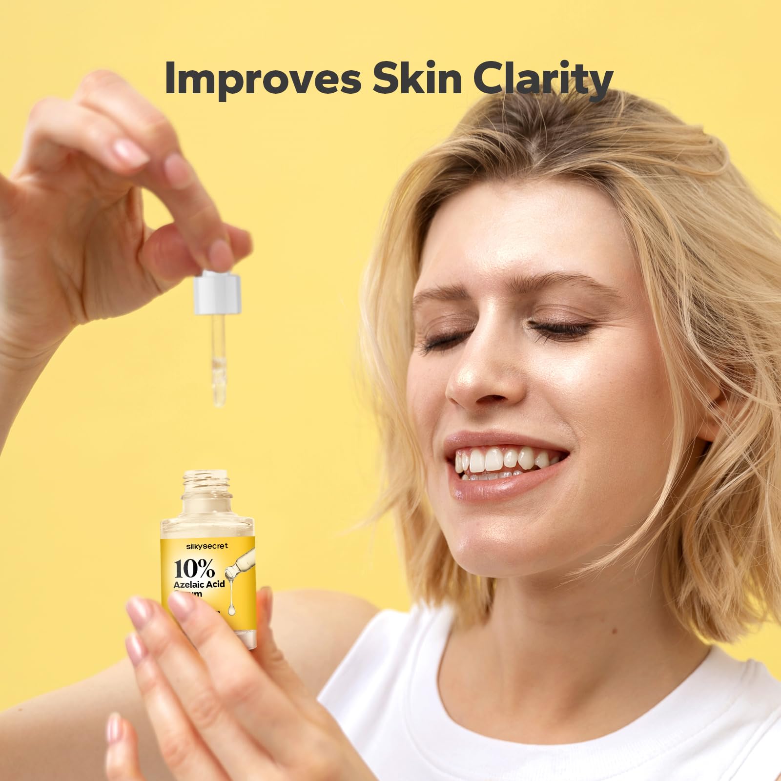 SilkySecret 10% Azelaic Acid Serum (1 Fl Oz), Niacinamide Infused Skin Care for Face, Pore Minimizing, Redness Relief, Reduce Cystic Acne Scar, Blemish Control Serum