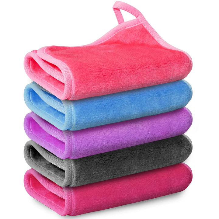 Nugilla Makeup Remover Cloth 5 Pack -,Reusable Microfiber Cleansing Towelï¼Å’Suitable for All Skin Typesï¼Å’Move Makeup Instantly with Just Waterï¼Å’Multiple Colours