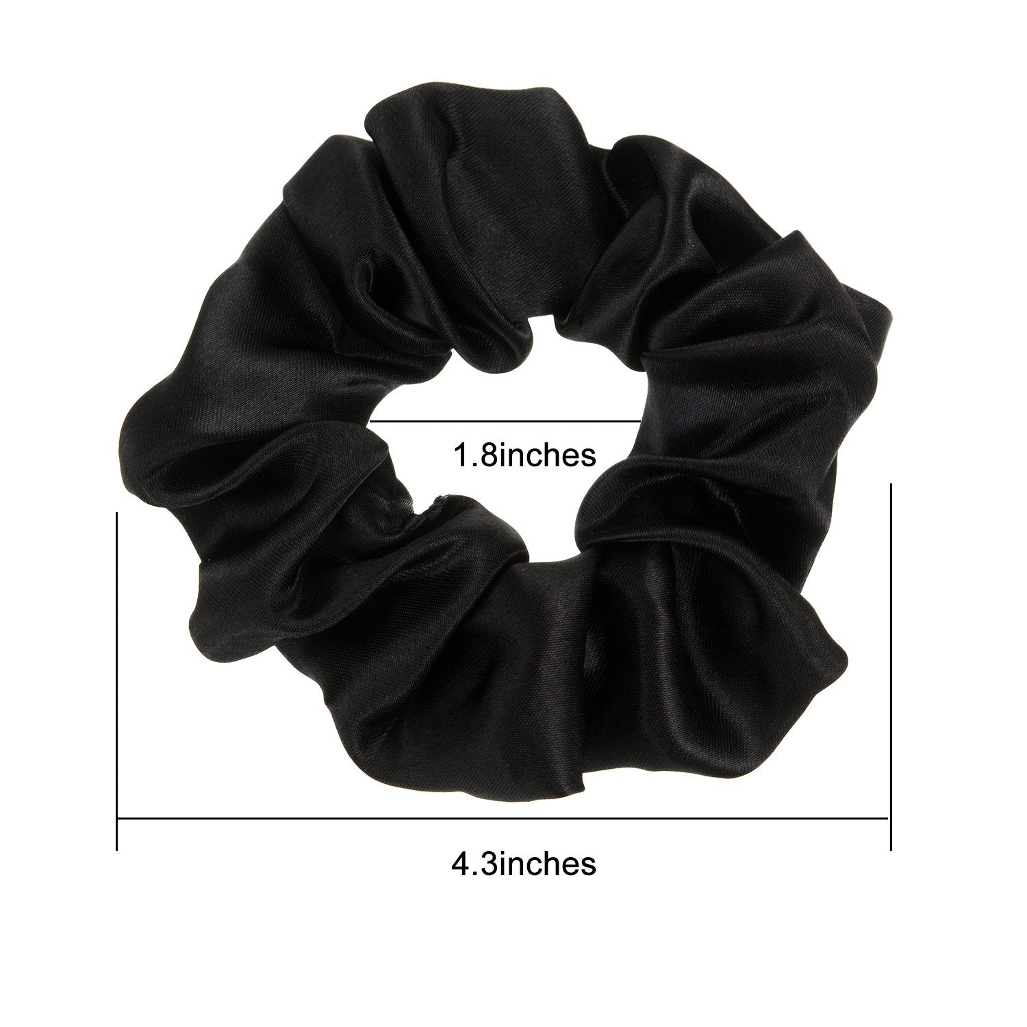10 Pieces Satin Scrunchies Hair Ties Silky Small Elastic Hair Bobbles Ponytail Holders Curly Hair Accessories for Women Girls Kids Adults (Black)