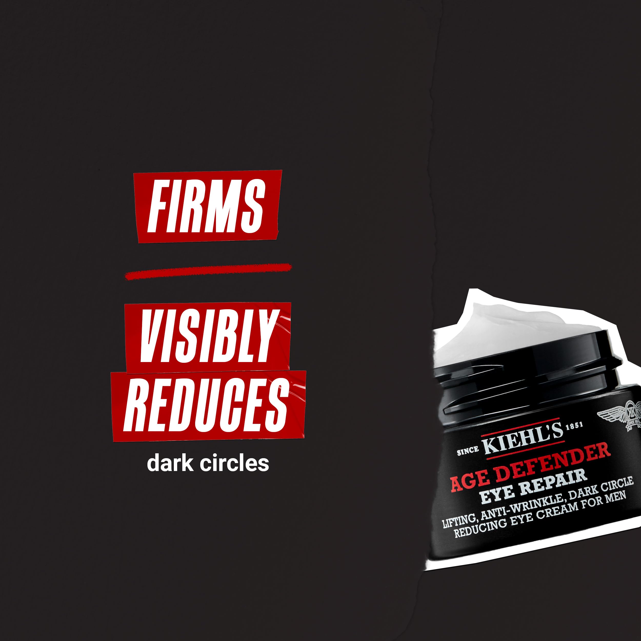 Kiehl's Age Defender Eye Repair, Anti-Aging Eye Cream for Men, Lift, Firm and Visibly Reduce Dark Circles and Crow’s Feet, Instantly Brightens, Paraben-free, Fragrance-free - 0.5 fl oz