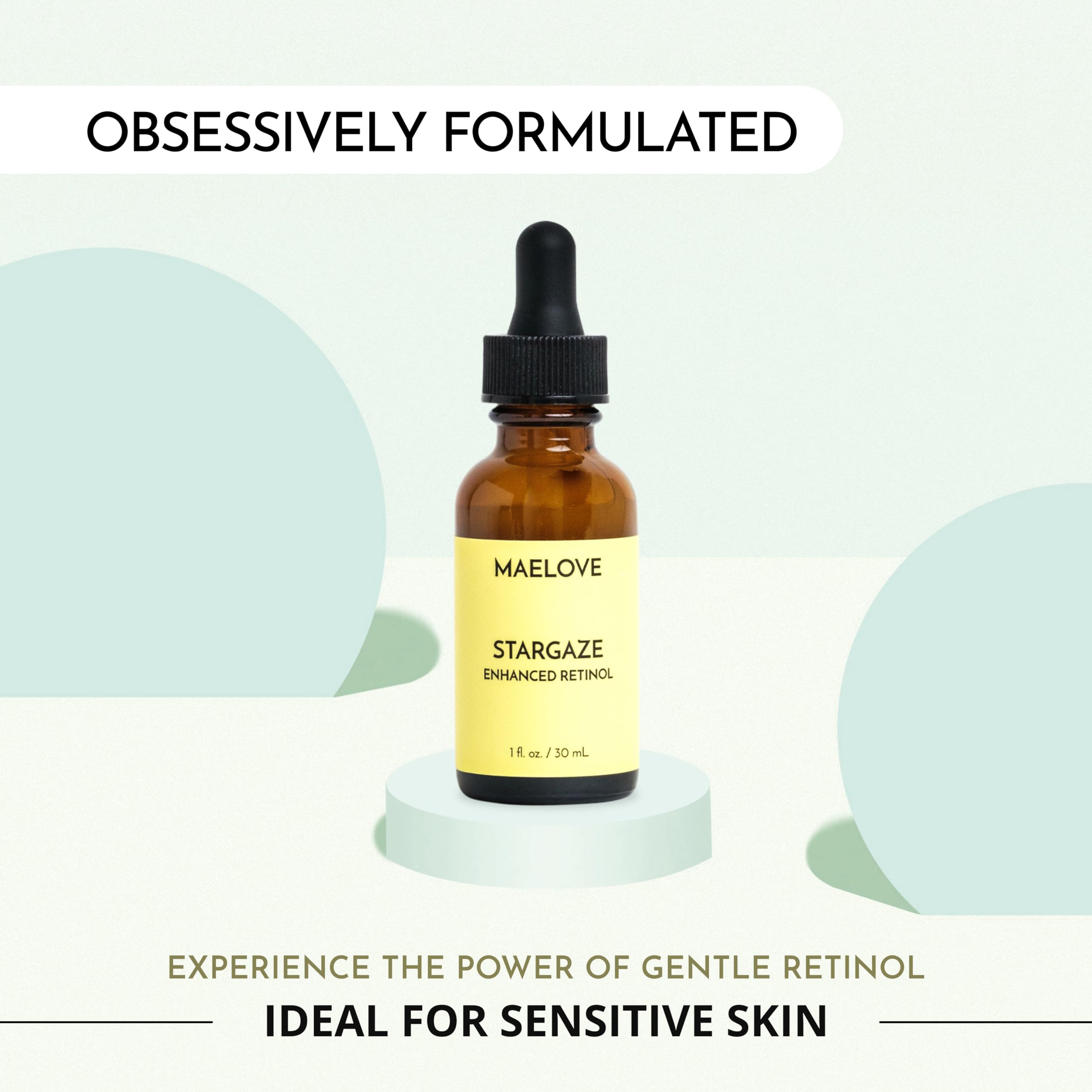 MAELOVE Stargaze Enhanced Retinol Serum, Time-Released 0.25% Retinol for Radiant Skin, Hydrating with Hyaluronic Acid, Niacinamide, Soothing Botanicals, Ideal for Sensitive Skin, USA Made