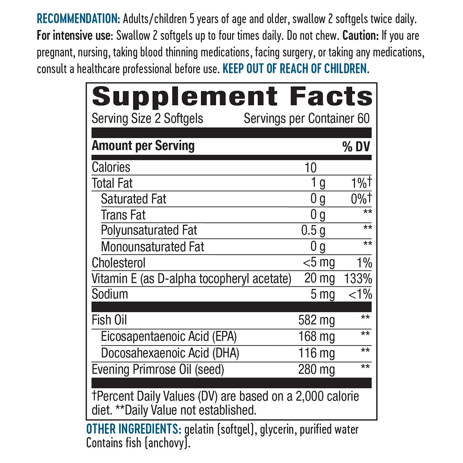 Nature's Way EFA Blend for Kids with vitamin E, Supports Eye and Brain Function*, 120 Softgels