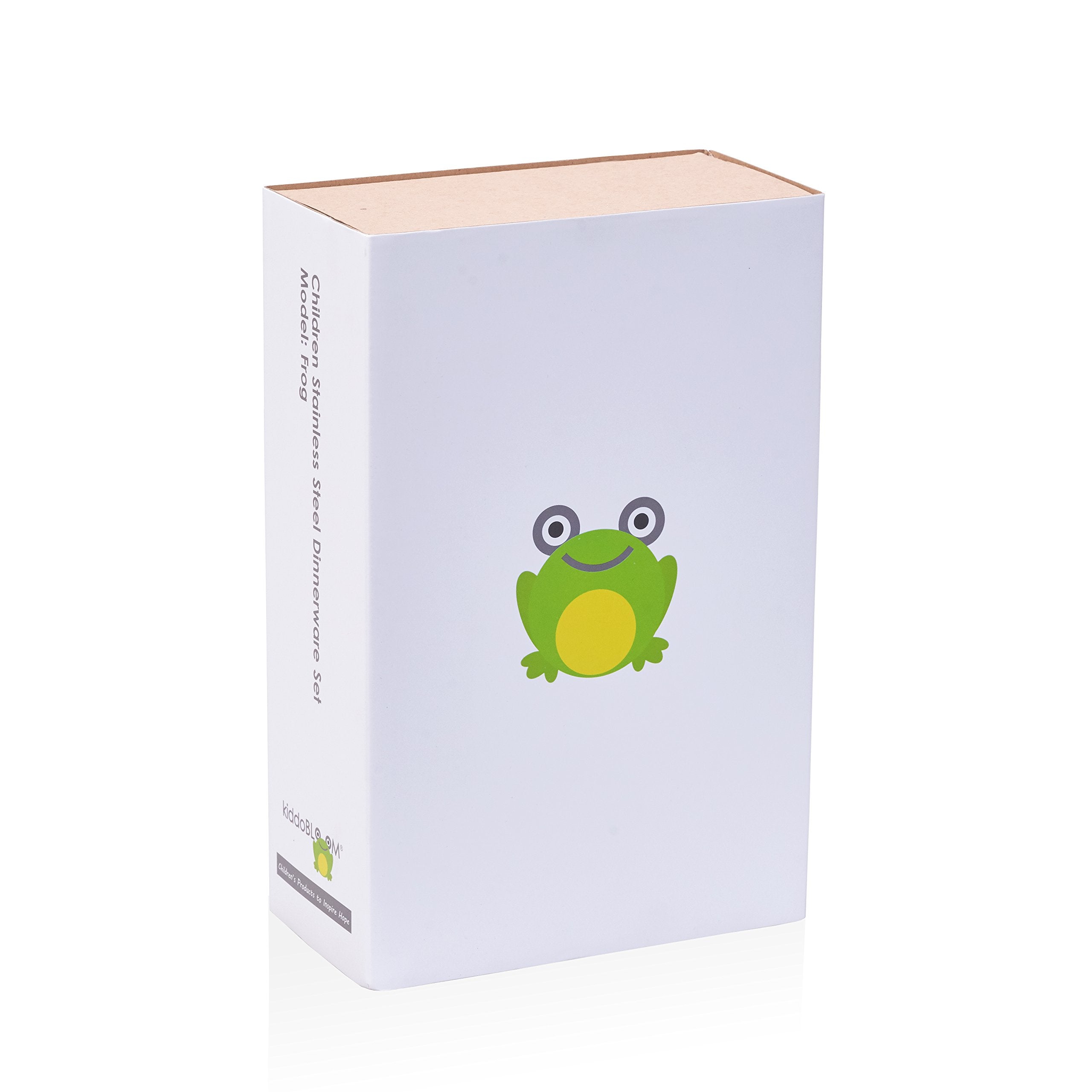 Children's Premium Stainless Steel Dinnerware Set | 1 Bowl with Handles, 1 Cup with Handle & 1 Divided Plate | Adorable Frog Design | Perfect for Babies, Toddlers & Kids | by Kiddobloom