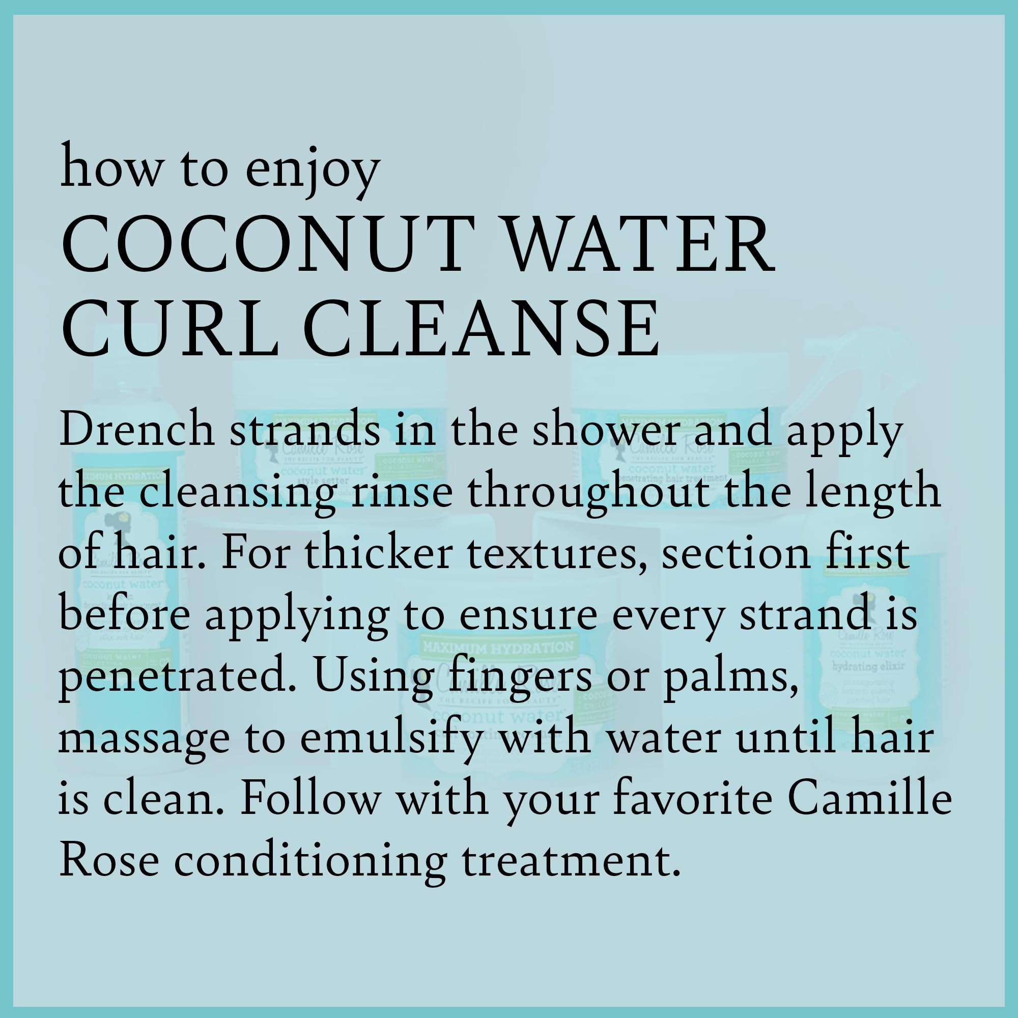 Camille Rose Coconut Water Curl Cleanse, Sulfate Free Hydrating Shampoo, with Coconut, Castor, and Rosemary Oils, for Soft Bouncy Curls, 12 oz