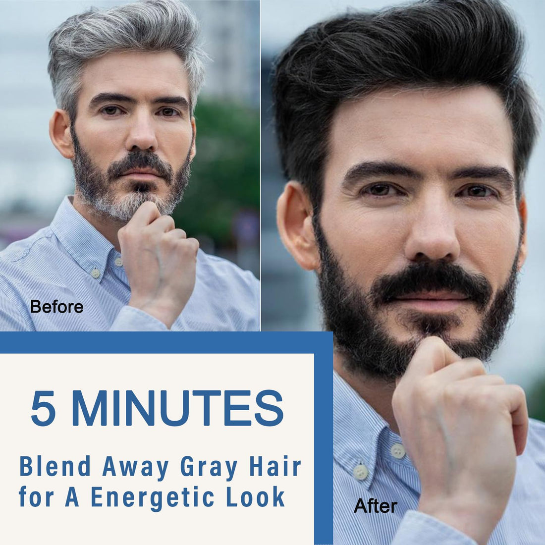 Men's Black Beard and Hair Dye Shampoo 3 in 1 - Long-Lasting Herbal Coloring for Gray Hair, Mustache & Beard in Minutes, 6.76 Fl Oz