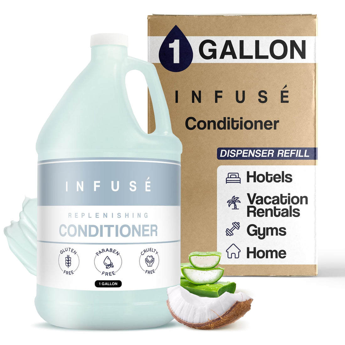 1-Shoppe All-in-Kit H2O Tropical Infuse Hotel Conditioner | 1 Gallon | For Hospitality & Vacation Rentals to Refill Dispensers | (Single Gallon)