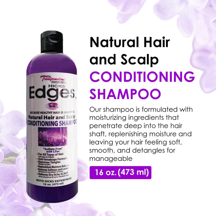 Hicks Edges Natural Hair and Scalp Conditioning Shampoo with Lilac - 16 oz