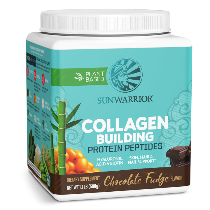 Sunwarrior Vegan Collagen Building Powder Protein Peptide with Biotin Vitamin C Hyaluronic Acid for Hair Skin Nail Dairy Free Gluten Free | Chocolate