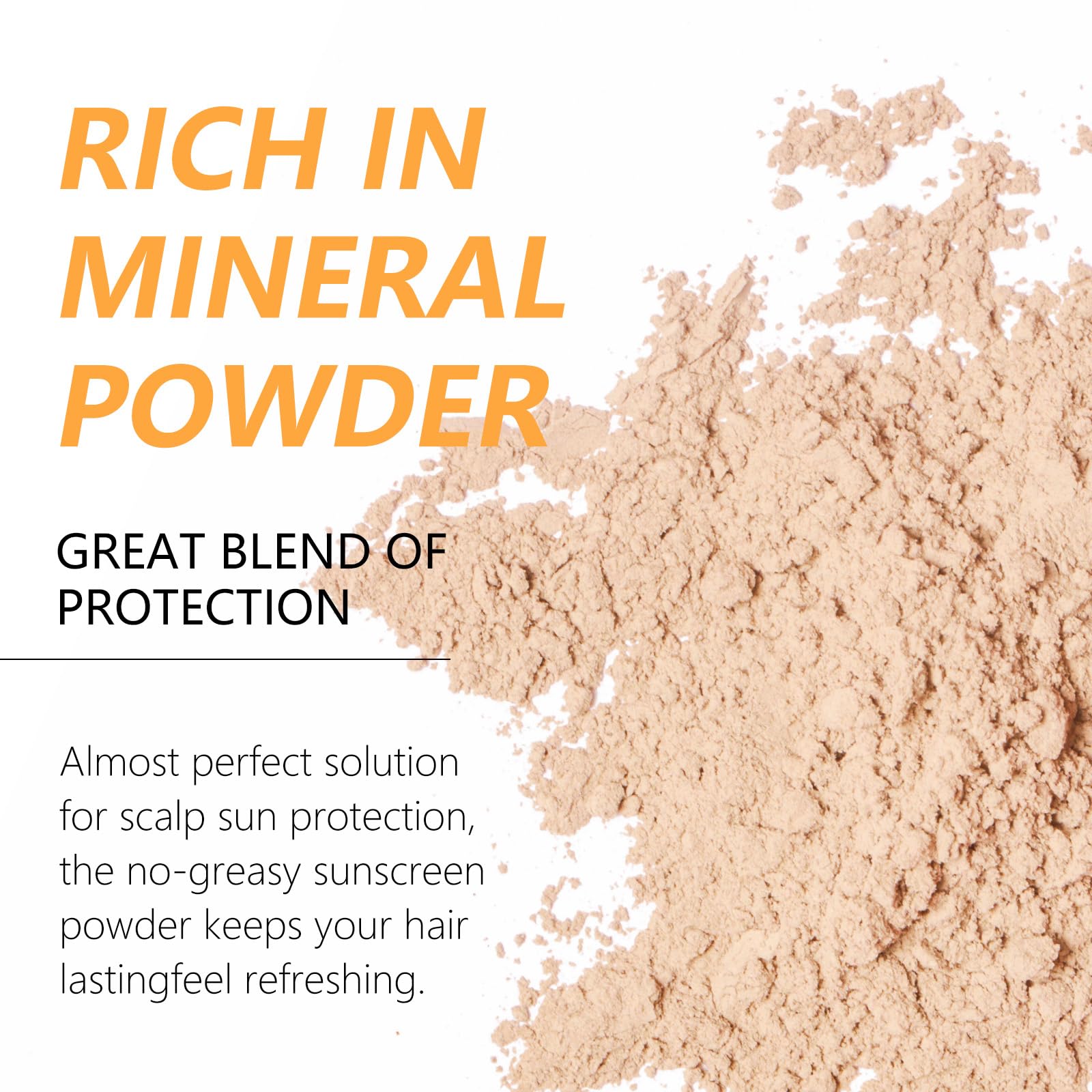 KYDA Mineral Dry Shampoo Sunscreen Powder, for Scalp and Hair, SPF 35 PA++, Scalp Sunscreen Powder, Broad Spectrum UV Protection, Lightweight, No-Greasy, 0.71 Oz.