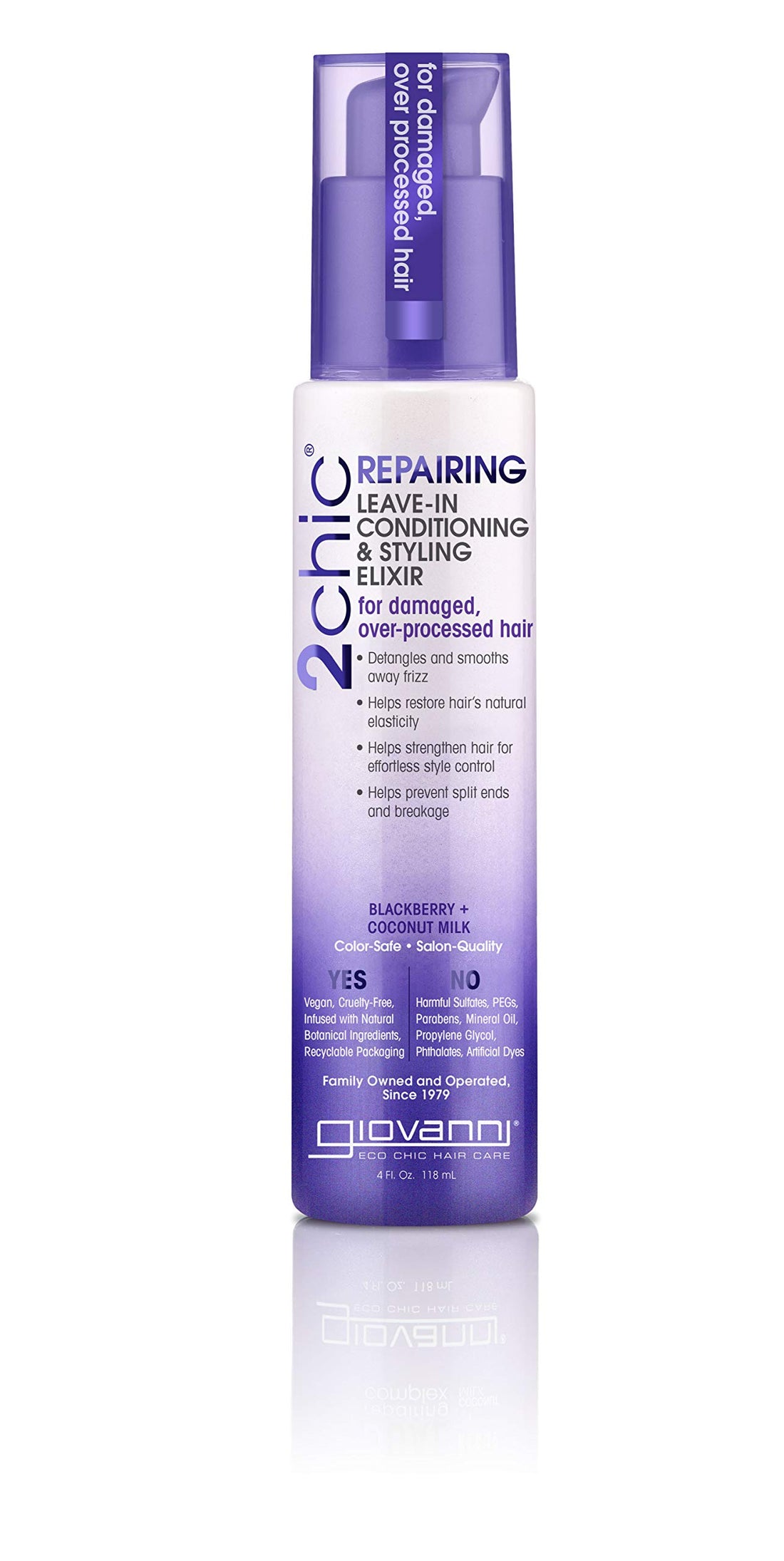 GIOVANNI 2chic Ultra Shine Leave-In Conditioning & Styling Elixir â€“ Hair Serum for All Hair Types, Tsubaki Seed Oil & White Tea, Detangles, Smooths & Conditions, Tames Frizz - 4 oz