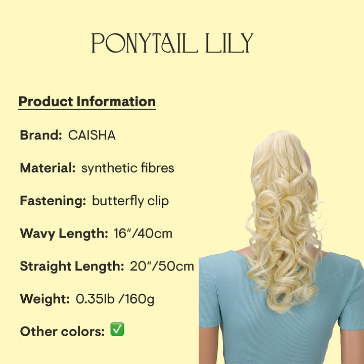 Platinum blond # 613 H208 : PRETTYSHOP 20 Hair Piece Pony Tail Clip On Extension Voluminous Curly Heat-Resisting Platinum blond # 613 H208