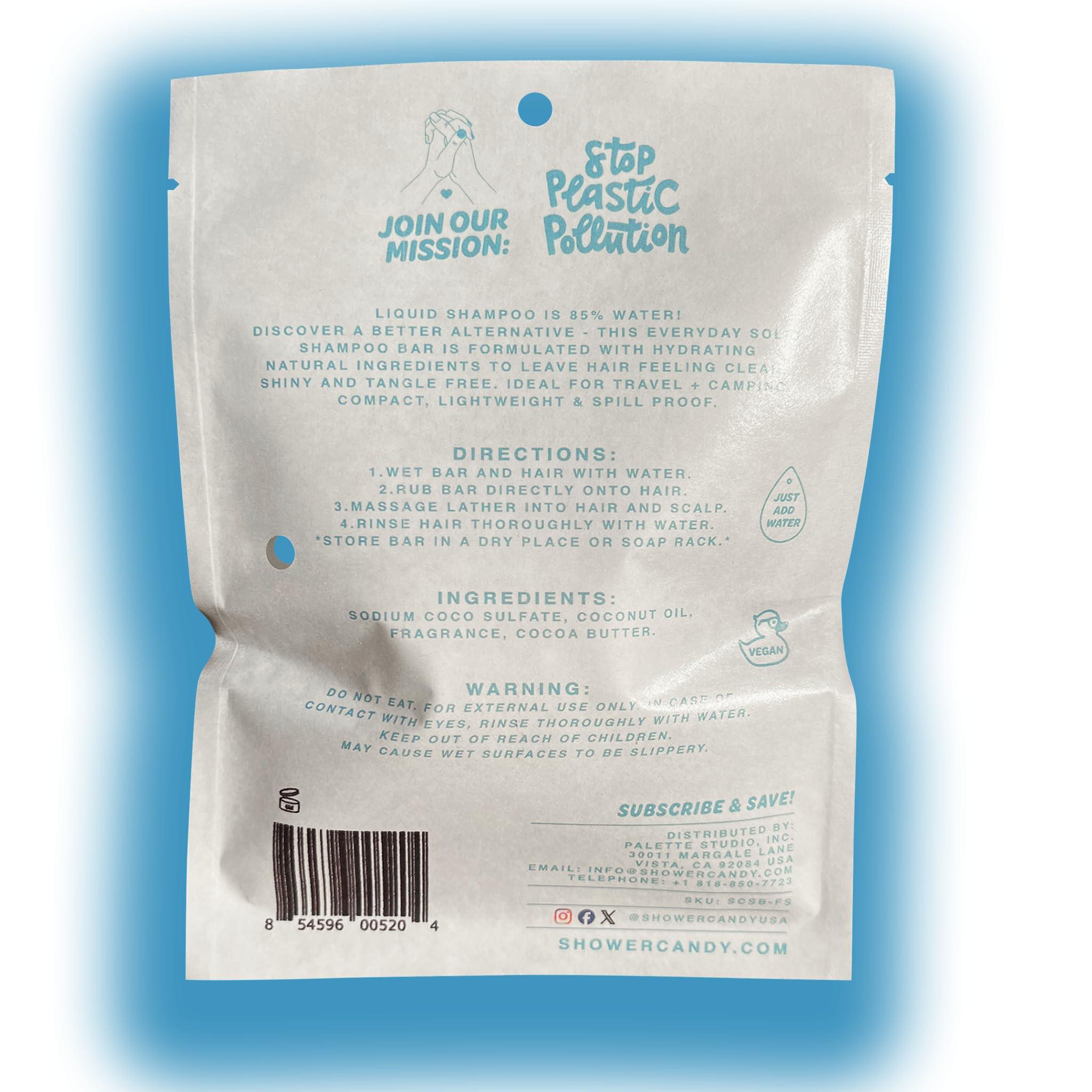 Shower Candy Natural Shampoo Bar for Normal Hair | Scent: Fresh Sea Mist | Travel shampoo