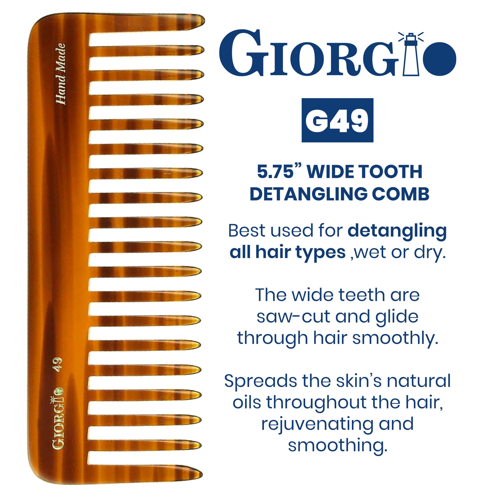 Giorgio Hand Made Flexible Comb 5-1/2 Long (Tortoise G49) by GWL