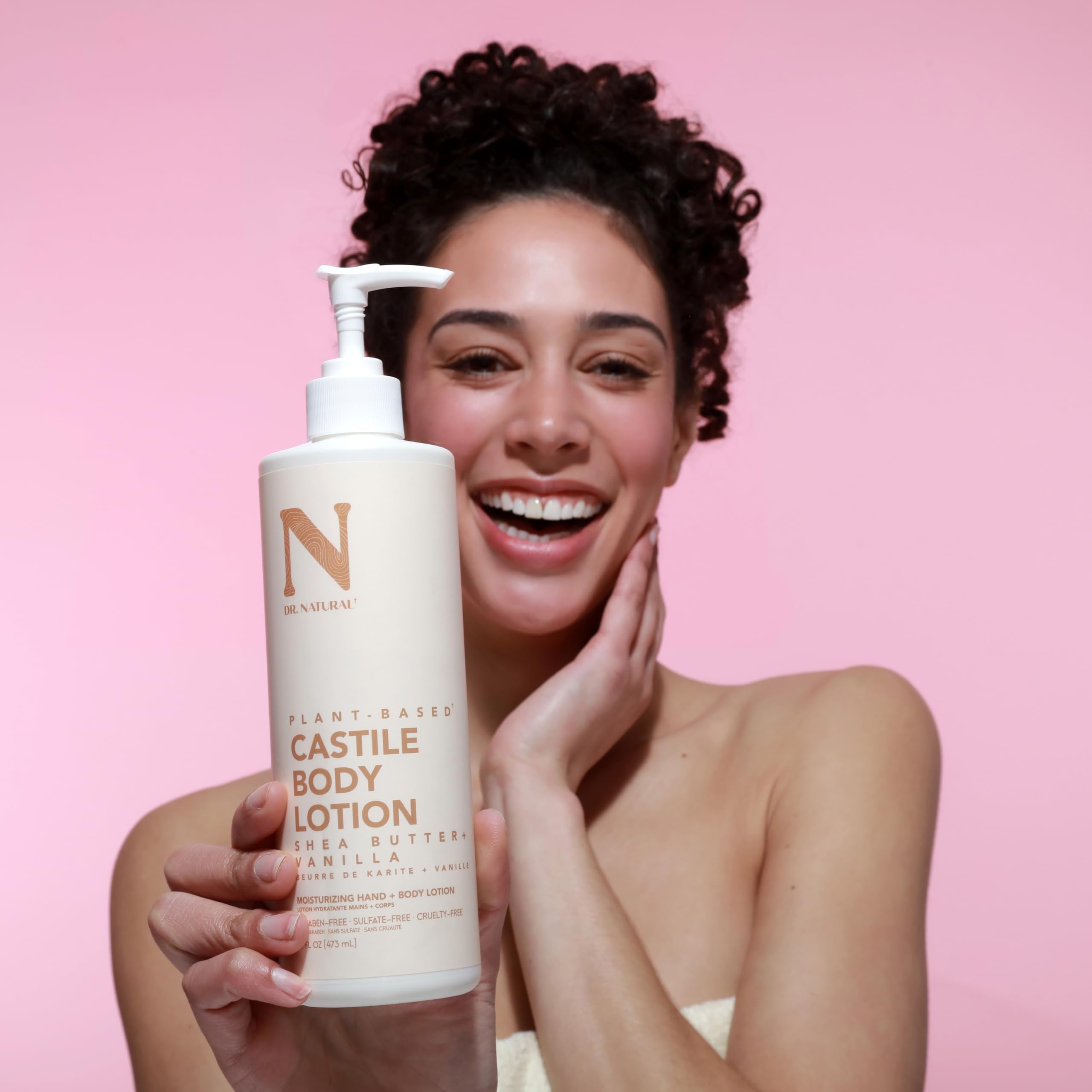 Dr. Natural Castile Body Lotion, Shea Butter, 16 oz - Plant-Based - Paraben-Free, Sulfate-Free, Cruelty-Free - Made with Organic Shea Butter - Non-Greasy - Body Lotion for Dry Skin