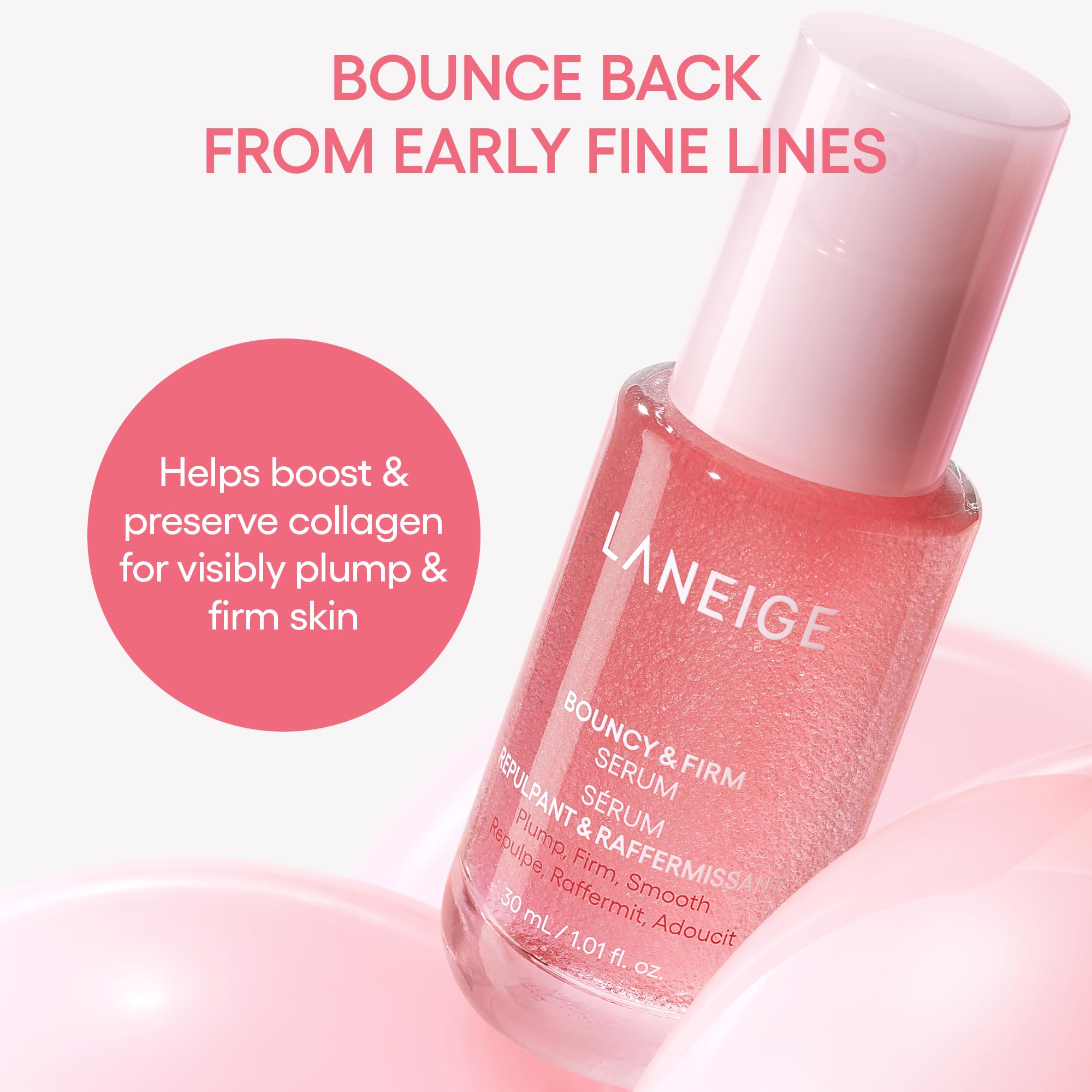 LANEIGE Bouncy & Firm Serum: Korean Slow Aging Collagen Serum with Peptides for Plumping, Firming, & Hydrating