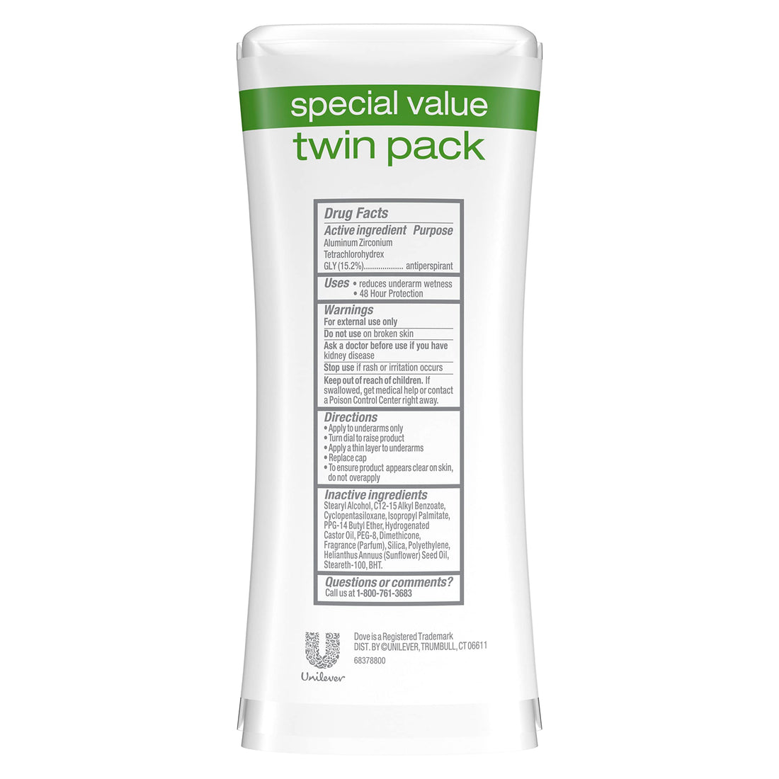 Dove Advanced Care Antiperspirant Deodorant Cool Essentials 2.6 oz, Twin Pack