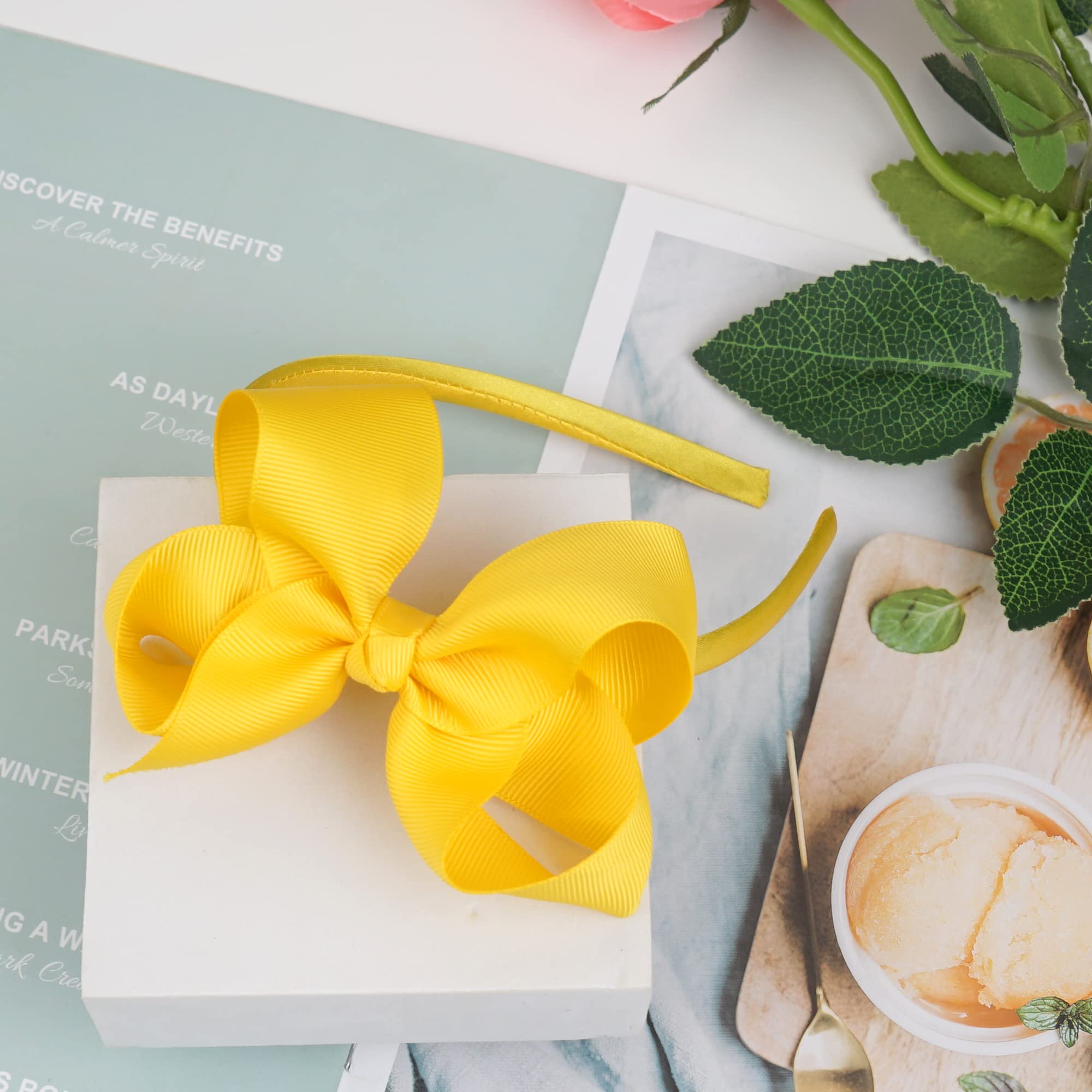 DED 16 Pack Hair Bows Plastic Hair Headband Grosgrain Ribbon Headbands Hair Hoops Hair Accessories for Baby Girls Kid