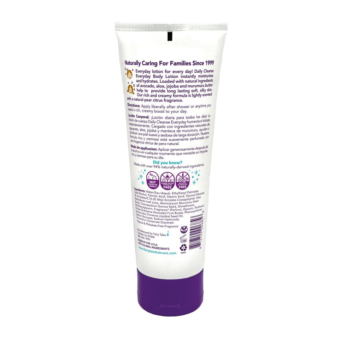 Fairy Tales Daily Cleanse Everyday Hydrating Kids Lotion with Aloe, Nourishing Body Lotion for Girls & Boys, Hydrate Dry and Sensitive Skin with Avocado and Murumuru Butter - 8 oz.