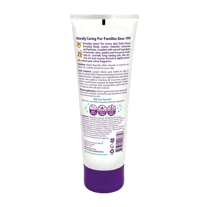 Fairy Tales Daily Cleanse Everyday Hydrating Kids Lotion with Aloe, Nourishing Body Lotion for Girls & Boys, Hydrate Dry and Sensitive Skin with Avocado and Murumuru Butter - 8 oz.
