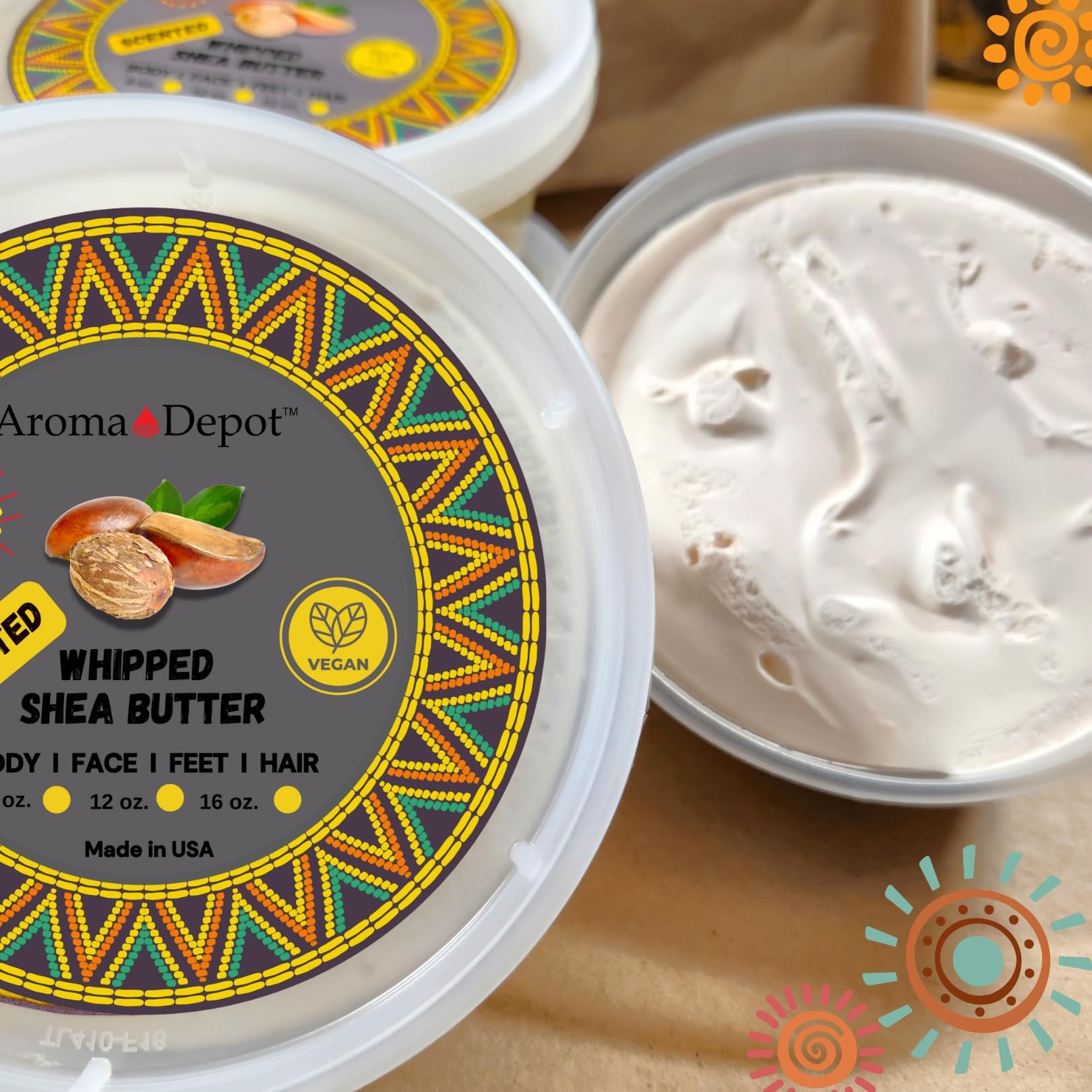 Aroma Depot Pink Sugar-Scented Whipped Body Butter Made With African Shea Butter, a Nourishing Moisturizer for Glowing Skin, Grade A 100% Pure Natural for dry Skin, Body, Hair, and Face. (8 oz.)